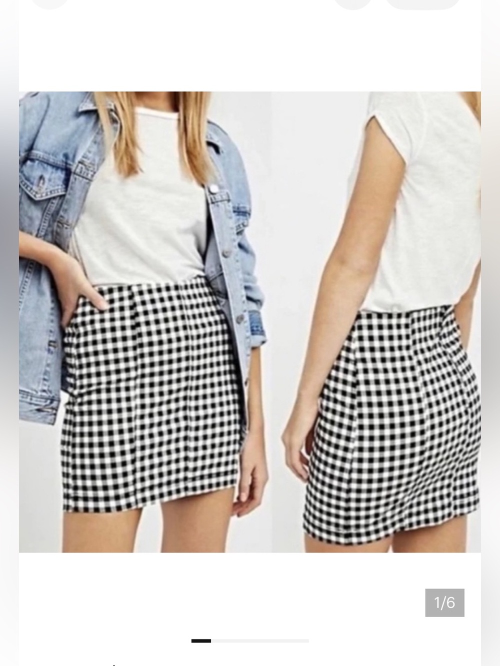 Free People Modern Femme Black & White Checkered Gingham Mini Skirt